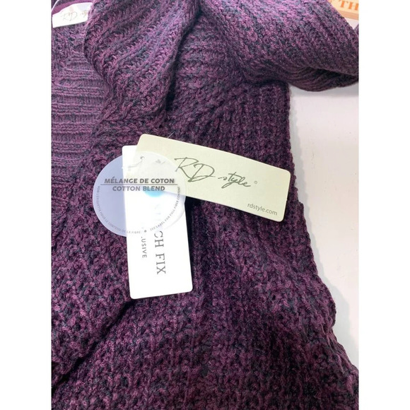 Purple Open-Front Cardigan Sweater Knitwear Cozy Size M - Picture 7 of 9